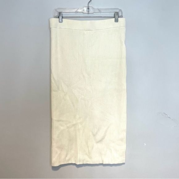 ANTHROPOLOGIE MAEVE DESIREE HIGH RISE WAIST RIBBED CABLE KNIT SLIT MIDI SKIRT L - Picture 3 of 6